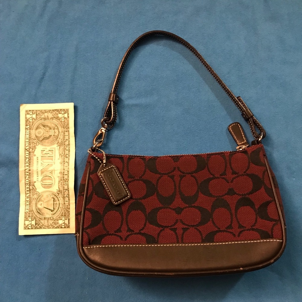 Coach Dark Red Signature Small Purse